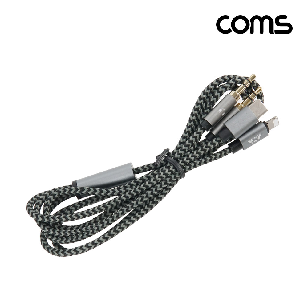 Coms 3in1 AUX 변환 케이블 1M, C타입 iOS 8핀