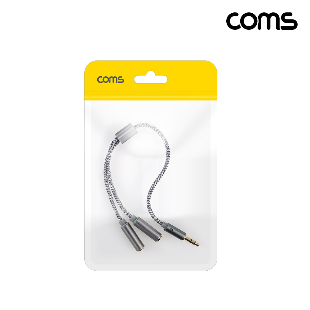 Coms AUX 2분배 케이블 30cm 3극 오디오