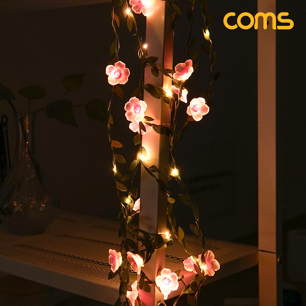 Coms LED 와이어 조명 플라워, 덩굴 벚꽃 매화 줄조명, 크리스마스 연말 파티 인테리어