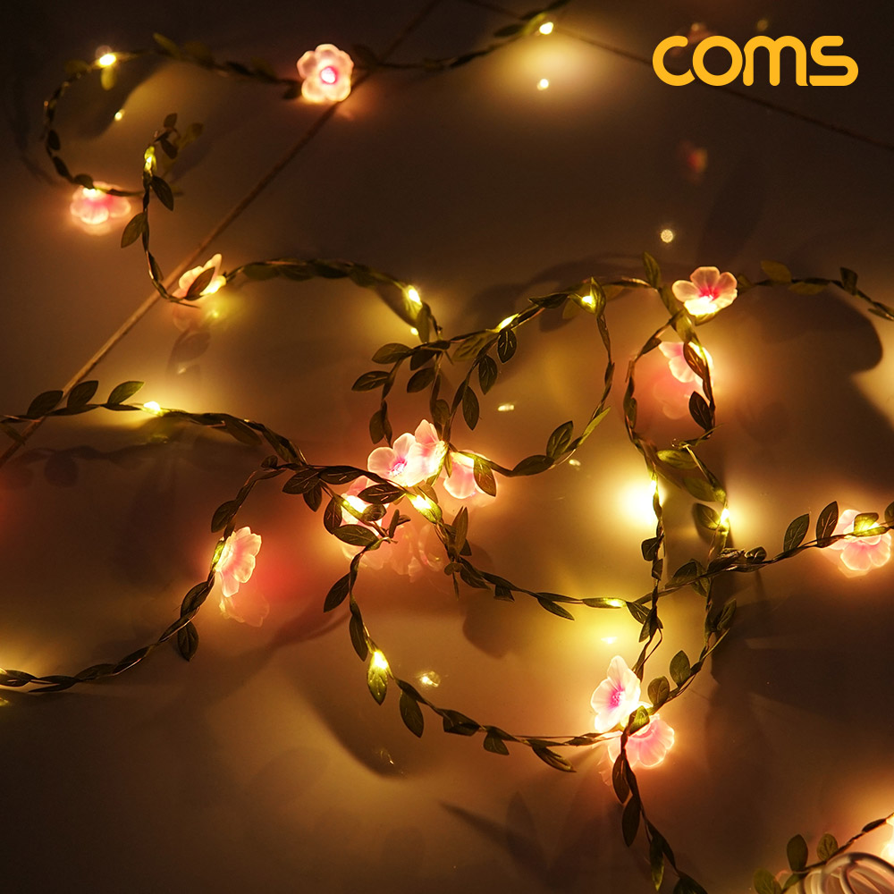 Coms LED 와이어 조명 플라워, 덩굴 벚꽃 매화 줄조명, 크리스마스 연말 파티 인테리어