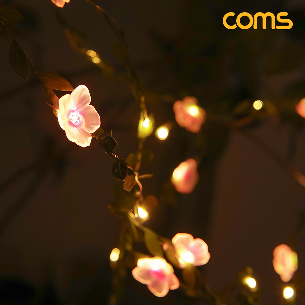Coms LED 와이어 조명 플라워, 덩굴 벚꽃 매화 줄조명, 크리스마스 연말 파티 인테리어
