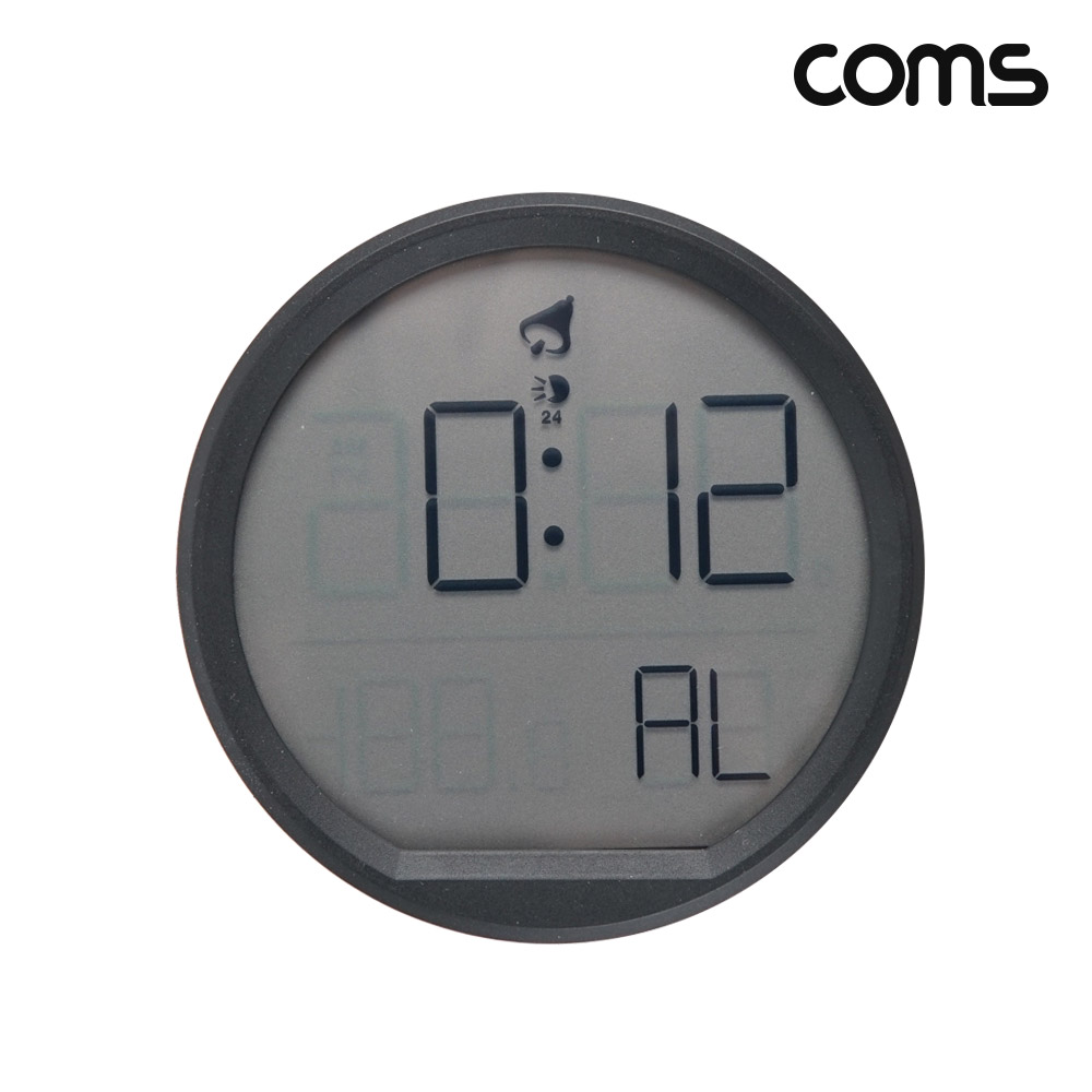 Coms LCD 디지털 알람 시계, 정시 알람, 달력, 날씨 온습도