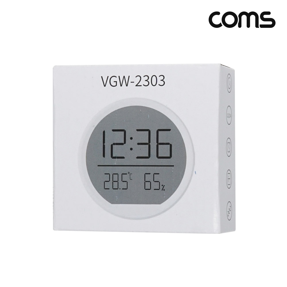 Coms LCD 디지털 알람 시계, 정시 알람, 달력, 날씨 온습도