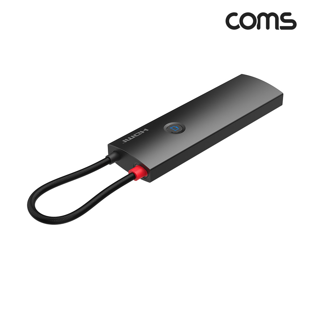 Coms 7 in 1 C타입 멀티허브 카드리더 기가랜 RJ45 + USB3.2 Gen2 + HDMI 4K + SD TF카드슬롯 모니터 on off 기능
