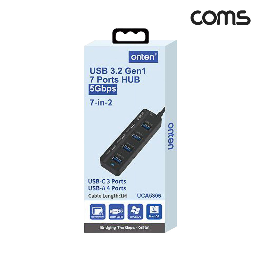 Coms 7 in 2 USB-C and USB-A 3.0 7포트 멀티허브