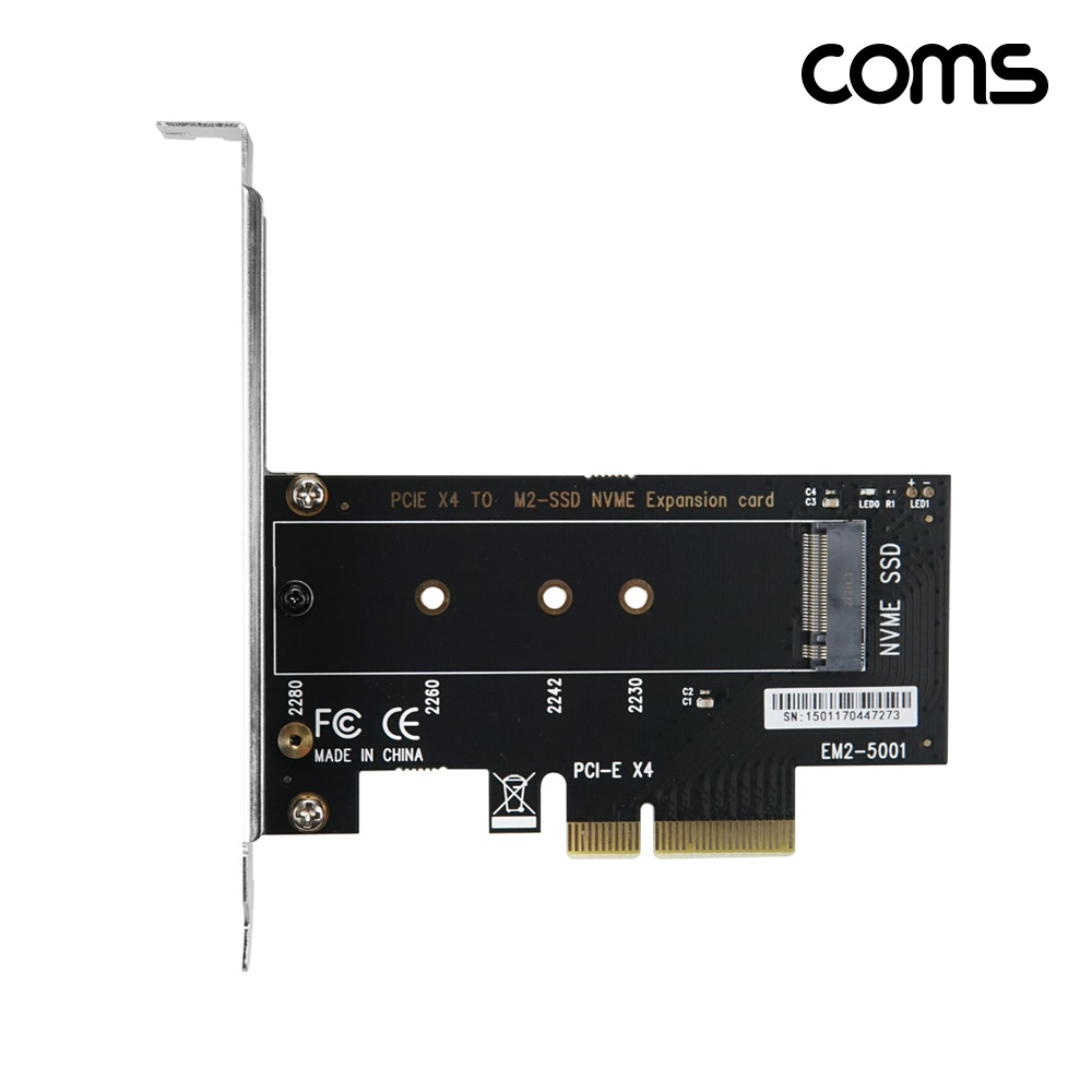 Coms PCI Express 변환 컨버터 M.2 NVME SSD KEY M to PCI-E 4x 변환 카드 PC 브라켓