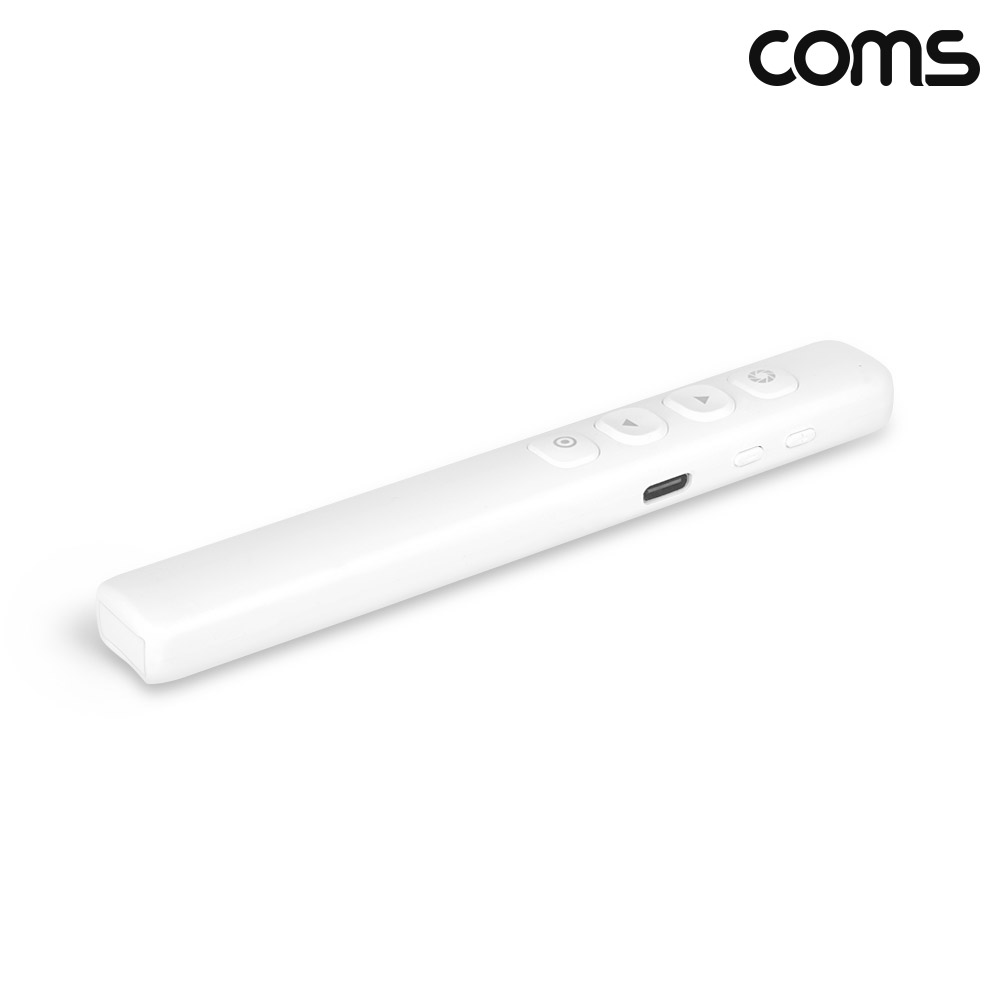 Coms 나비 프리젠터(NV181-PPT370) 화이트 레드레이저포인터 프리젠터 충전식 볼륨조절