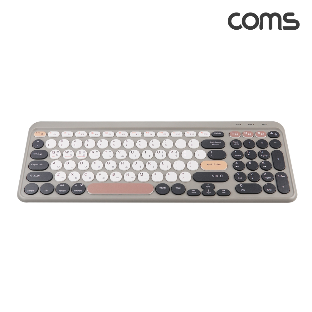 Coms 블루투스 무선키보드 2.4Ghz & Bluetooth Brown 듀얼모드 지원