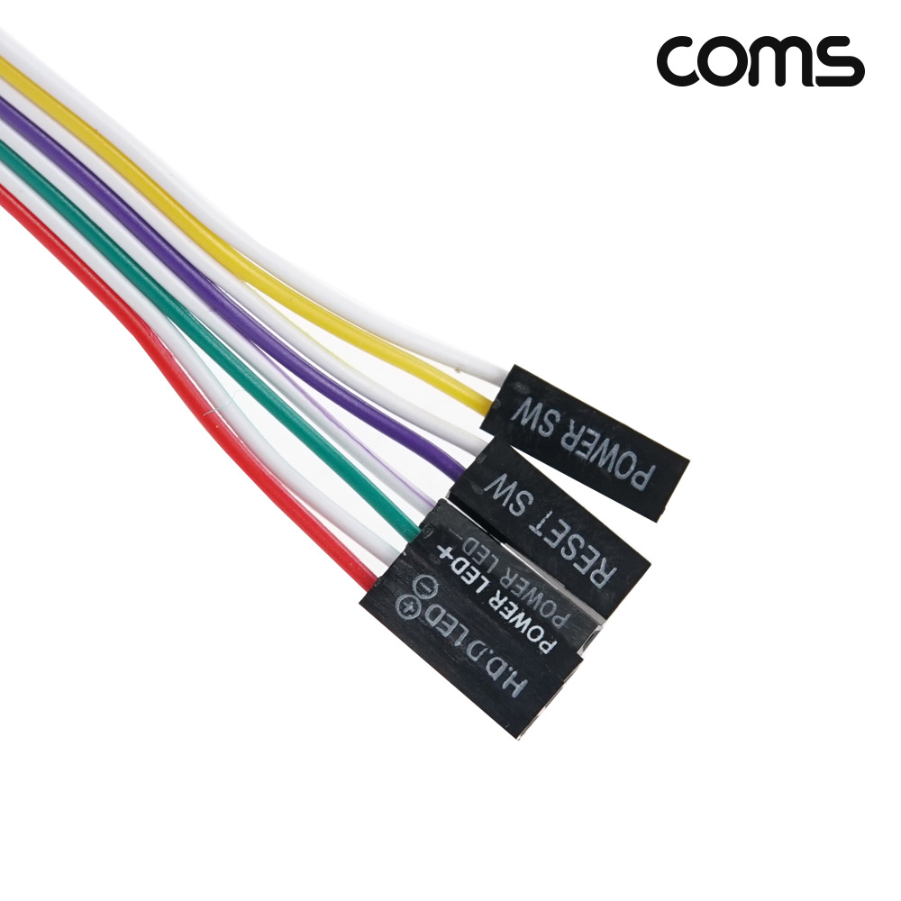 Coms PC 전원 리셋 스위치 케이블 LED라이트 60cm 메인보드 연결용