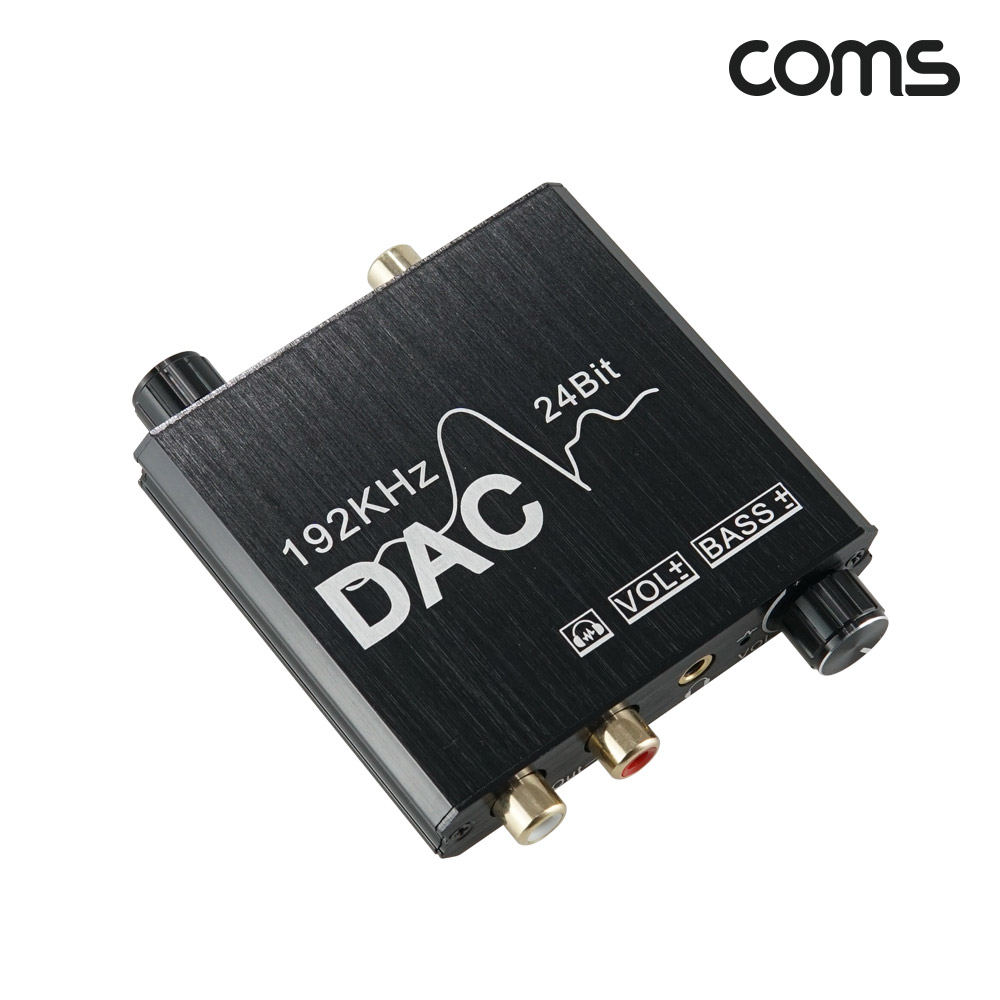 Coms 오디오 광 컨버터 디지털 to 아날로그 베이스 볼륨조절 Optical Coaxial 광케이블 포함