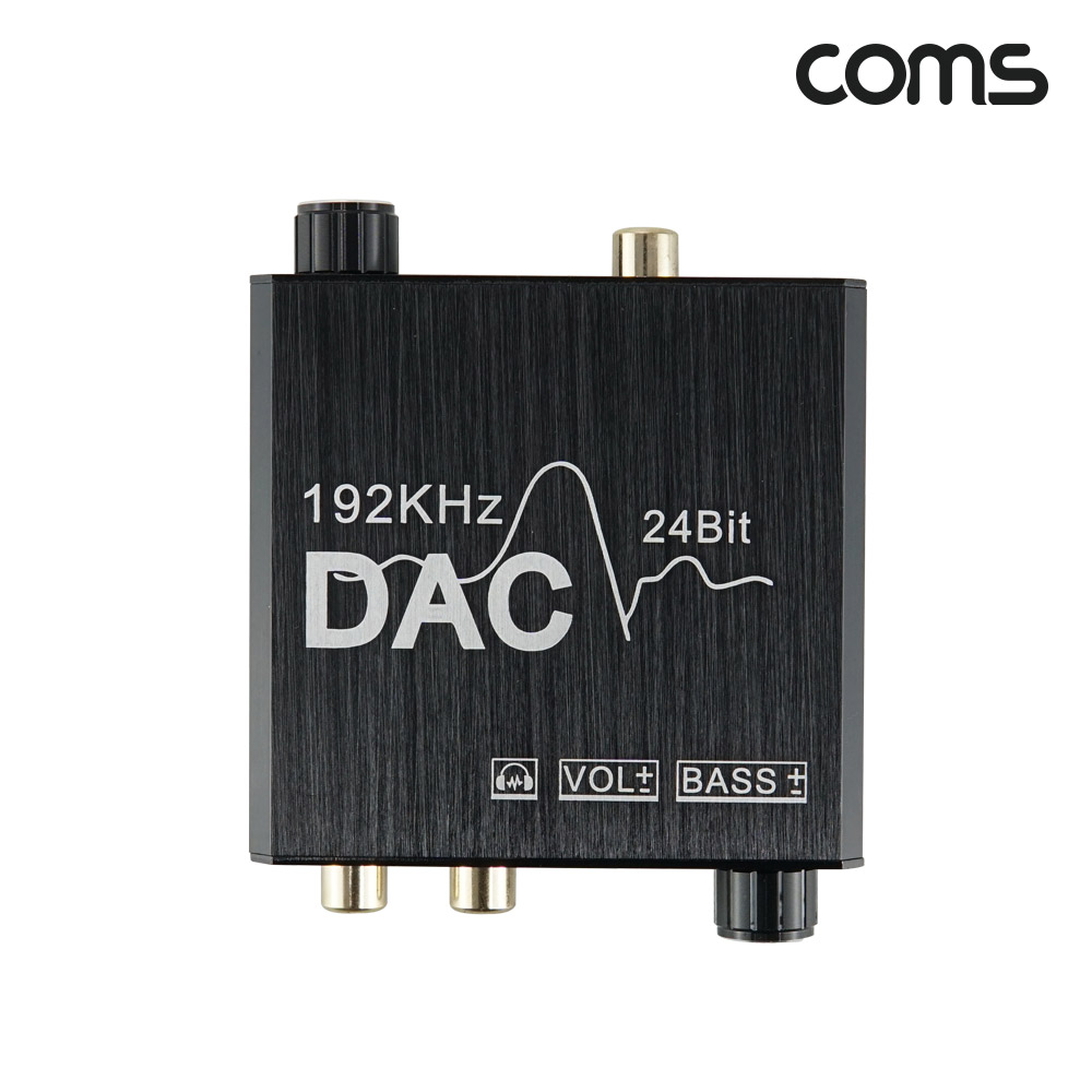 Coms 오디오 광 컨버터 디지털 to 아날로그 베이스 볼륨조절 Optical Coaxial 광케이블 포함