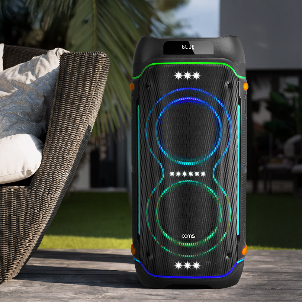 Coms 이동식 UHF 블루투스 스피커 앰프 무선 마이크 최대 500W 노래방 버스킹