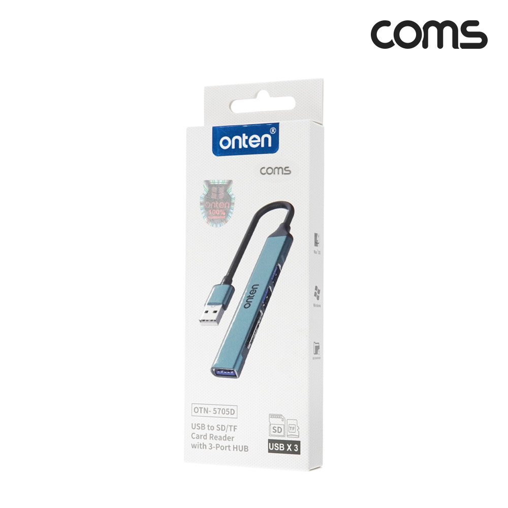 Coms USB 2.0 멀티 허브 TF SD 카드리더 USB 3포트