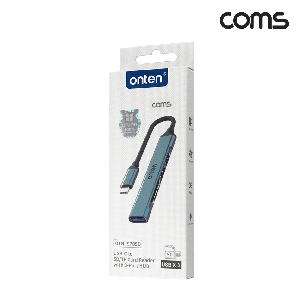 Coms USB C타입 멀티 허브 TF SD 카드리더 USB 3포트