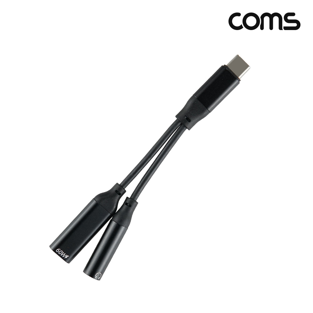 Coms C타입 오디오 변환 젠더 12cm 스테레오 이어폰 고속충전 PD 60W