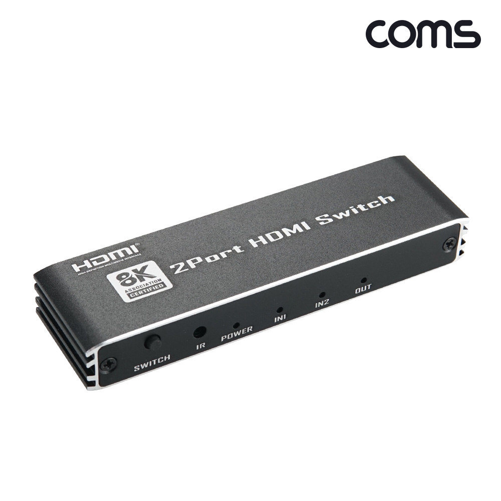 Coms HDMI 2:1 선택기 8K 60Hz 2입력 1출력 수동 스위치 리모컨