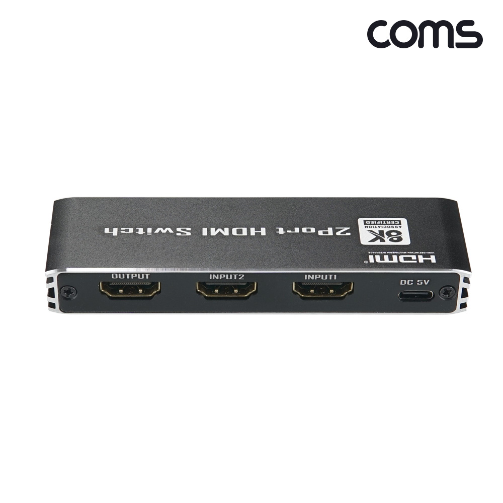 Coms HDMI 2:1 선택기 8K 60Hz 2입력 1출력 수동 스위치 리모컨