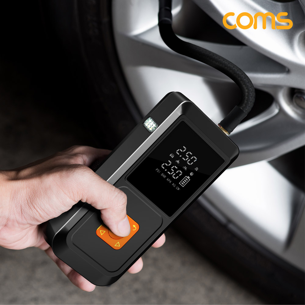 Coms 4 in 1 차량용 공기주입 및 멀티 점프스타터, 10000mAh 차량용 배터리 방전 공기압 에어펌프 공기주입 자동차 오토바이
