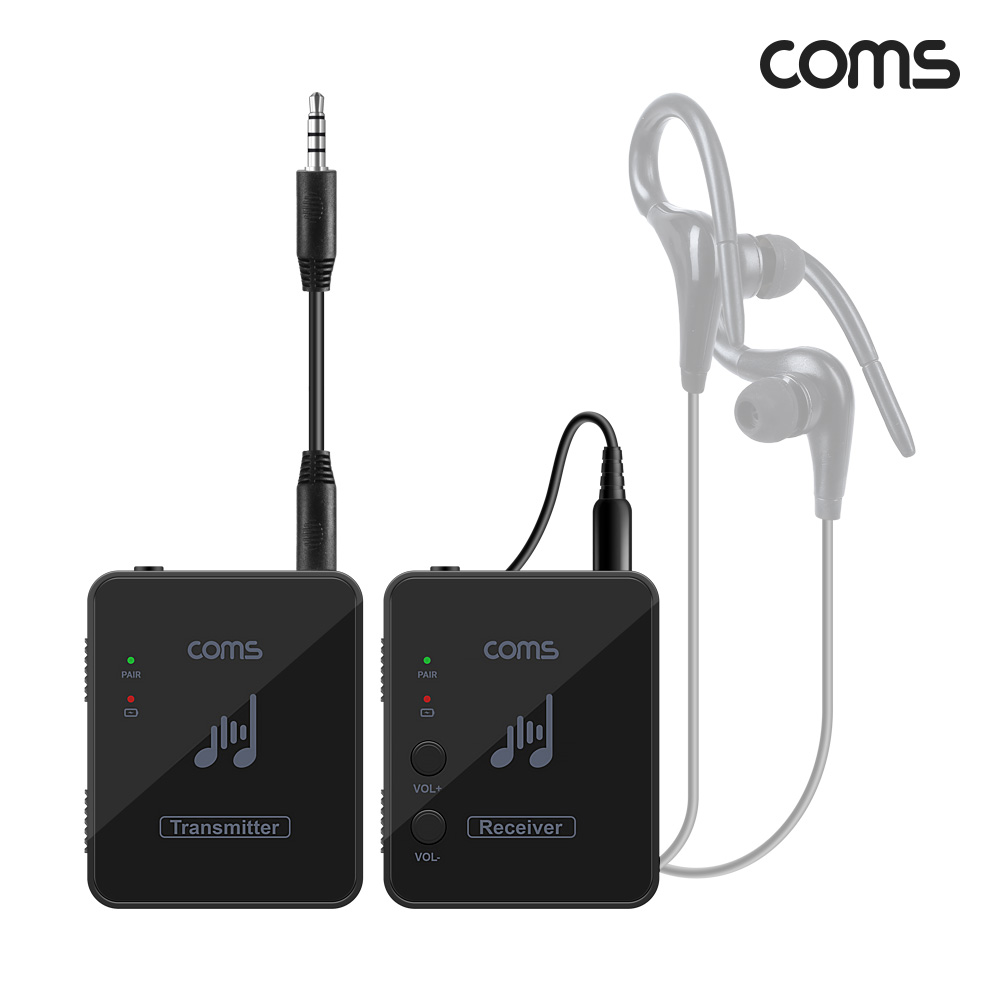 Coms 실시간 오디오 전송 무지연 휴대용 초미니 무선 오디오 송수신기 2.4Ghz Stereo Mono 지원 실시간 오디오 전송에 최적화