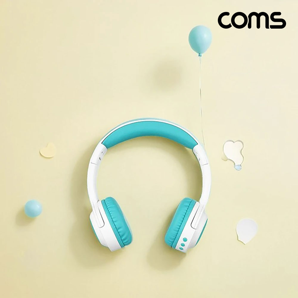 Coms 나비 어린이용 무선헤드셋 NV196-CHD2G 화이트 BT5.4, 유선지원 800mAh