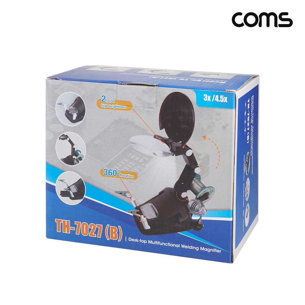 Coms 납땜 LED 확대경 보조 스탠드 인두기 3배율 4.5배율
