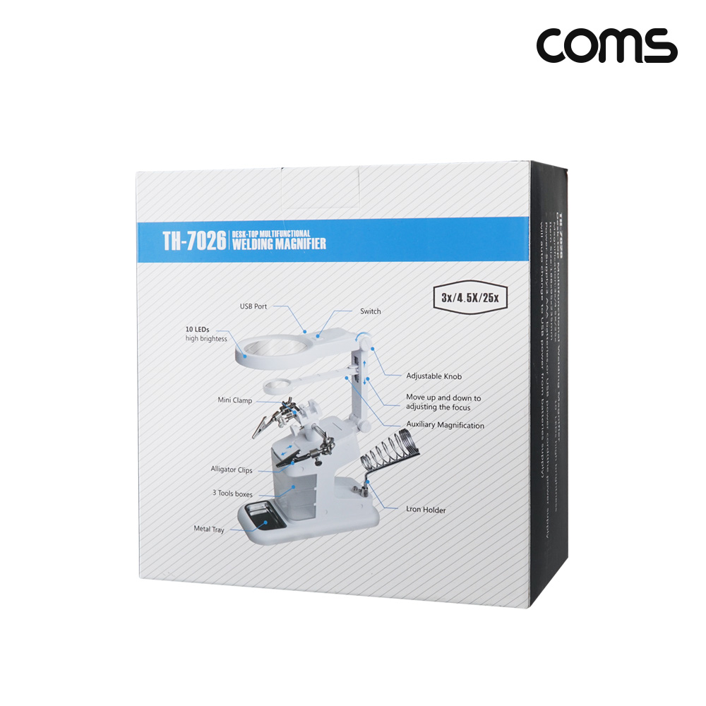 Coms 납땜 LED 확대경 보조 스탠드 인두기 3배율 4.5배율 25배율