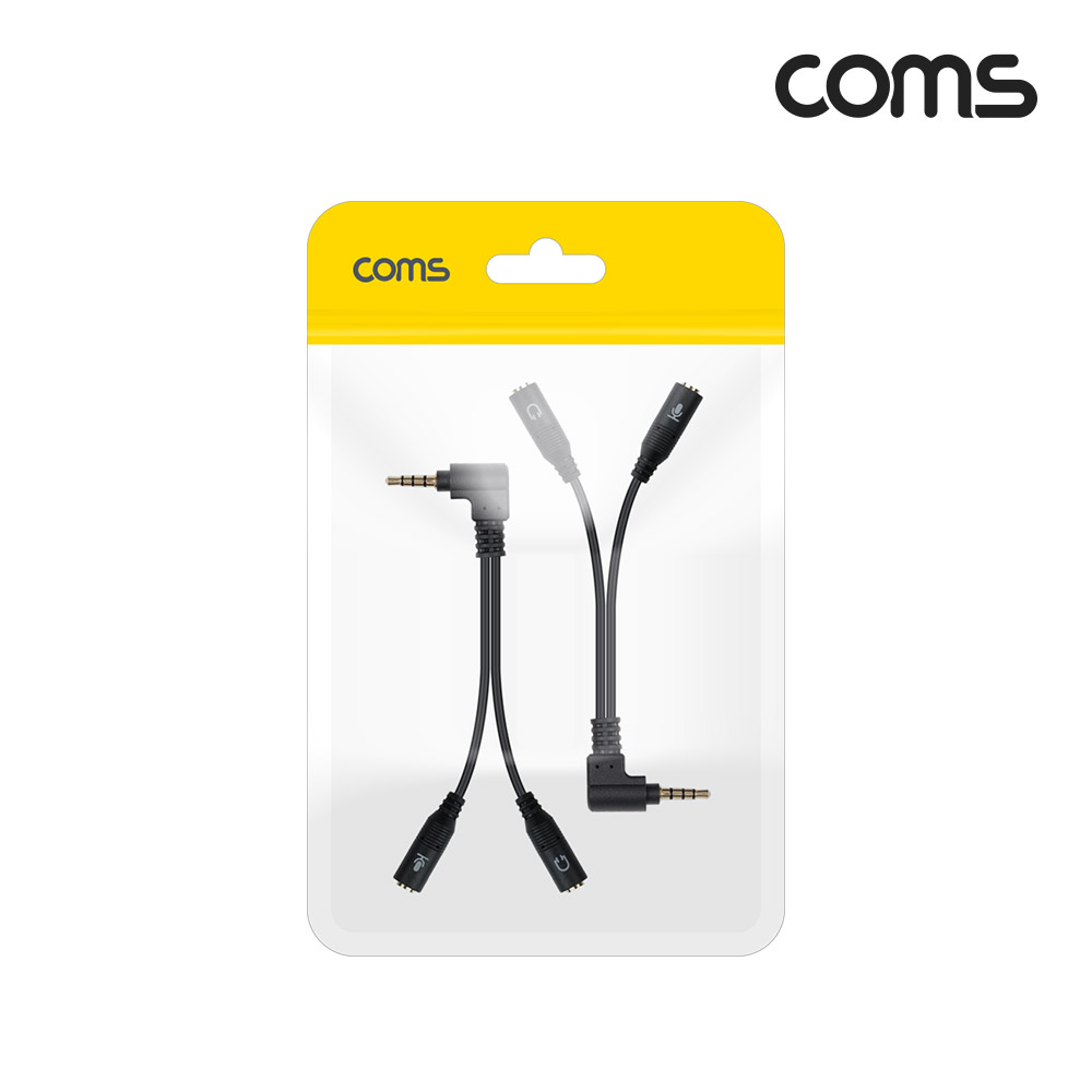 Coms 4극 3.5mm 스테레오 마이크 분리 Y 케이블 10cm 2개 1세트