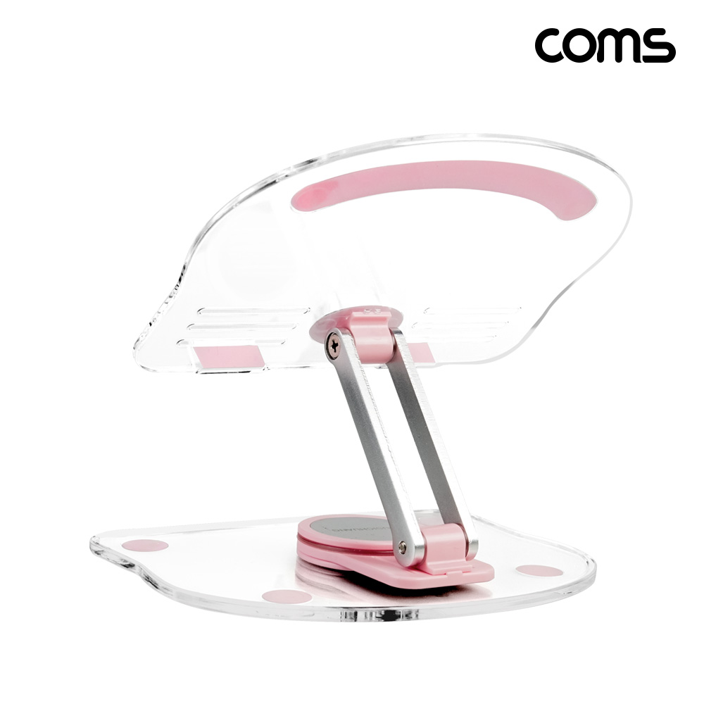 Coms 아크릴 태블릿 거치대 투명 분홍 Pink 접이식