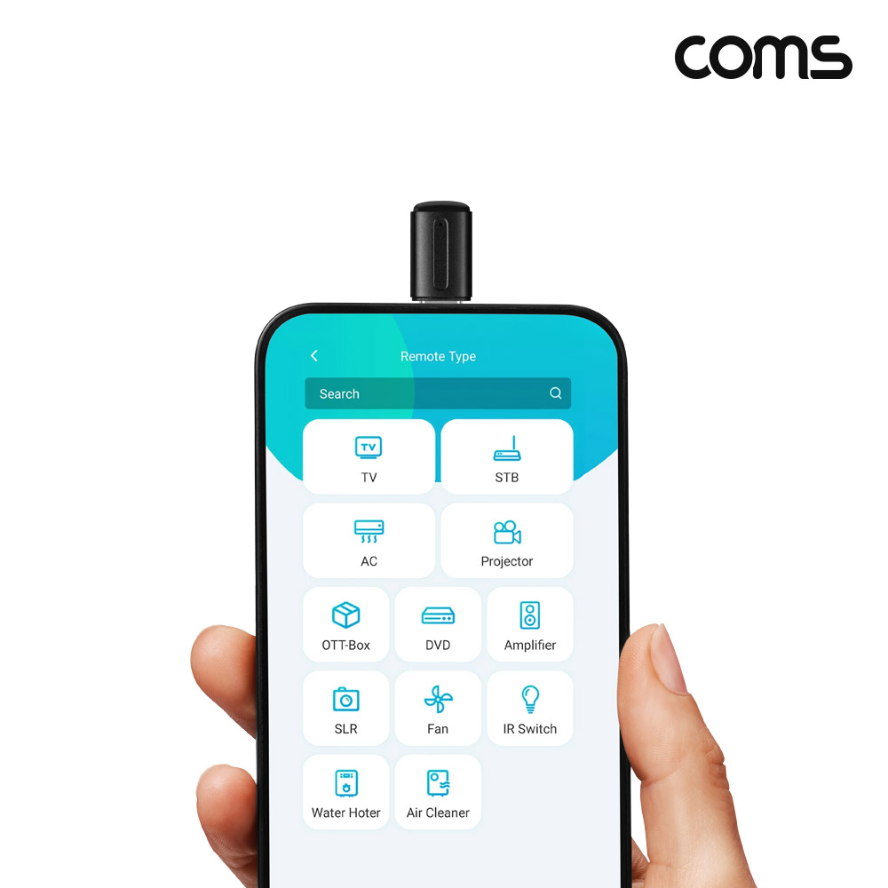 Coms C타입 iOS 스마트폰 리모컨 송수신기 범위 8m