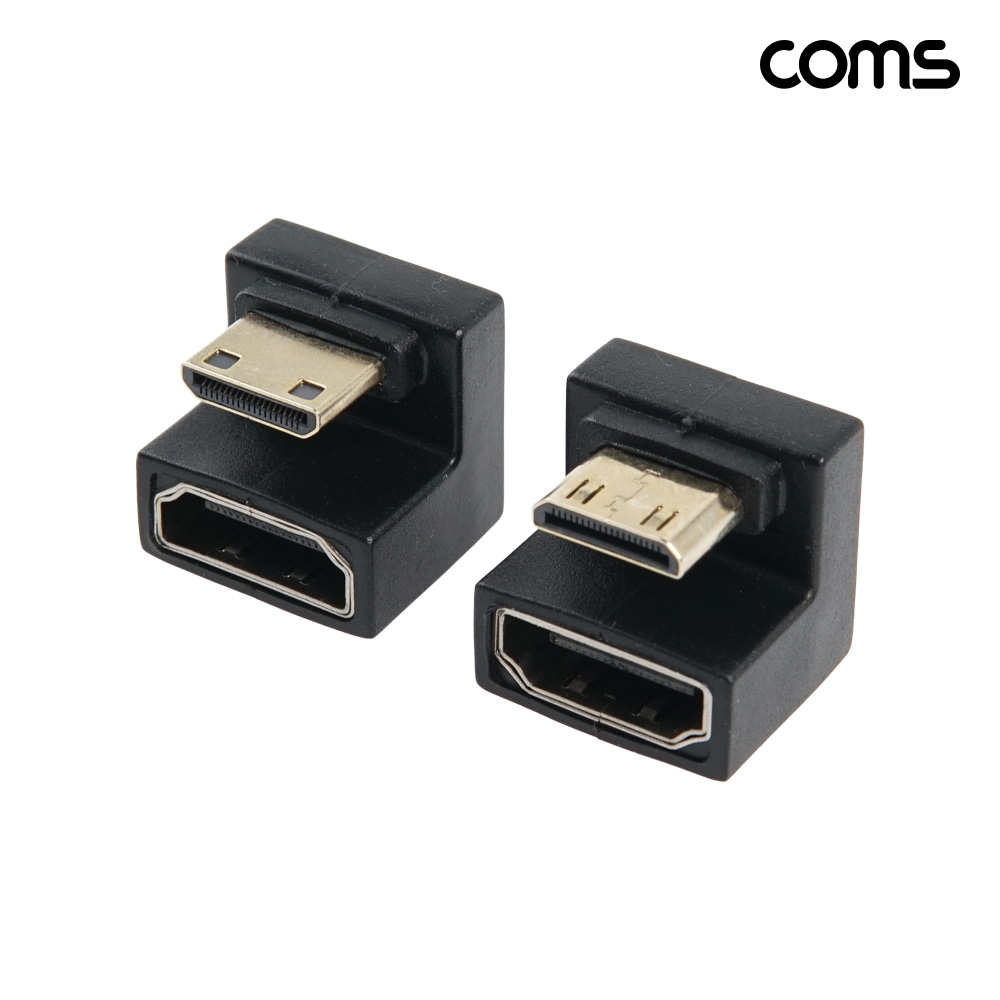 Coms Mini HDM to HDMI 변환젠더 상하 ㄷ자 꺾임 2개 1Set