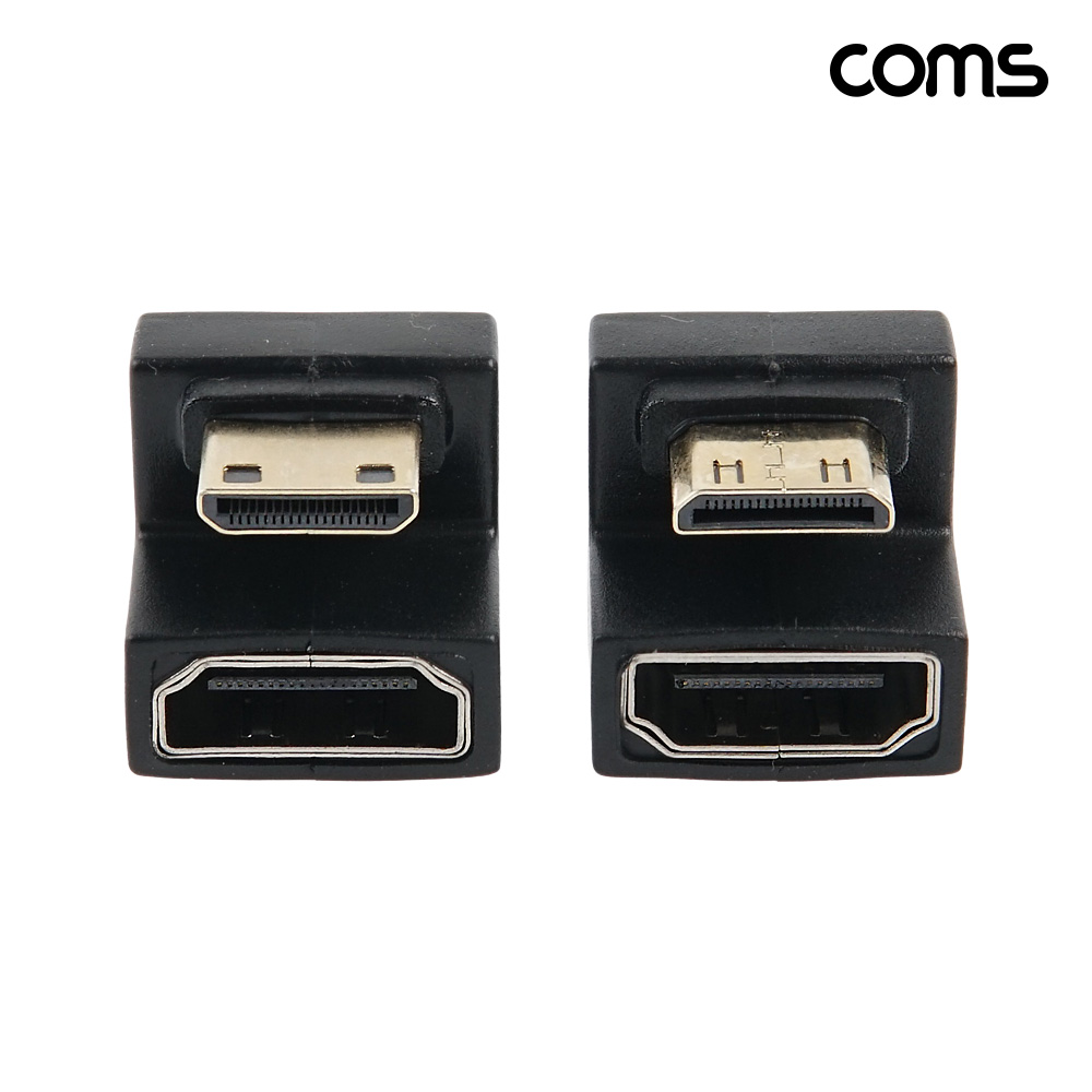 Coms Mini HDM to HDMI 변환젠더 상하 ㄷ자 꺾임 2개 1Set