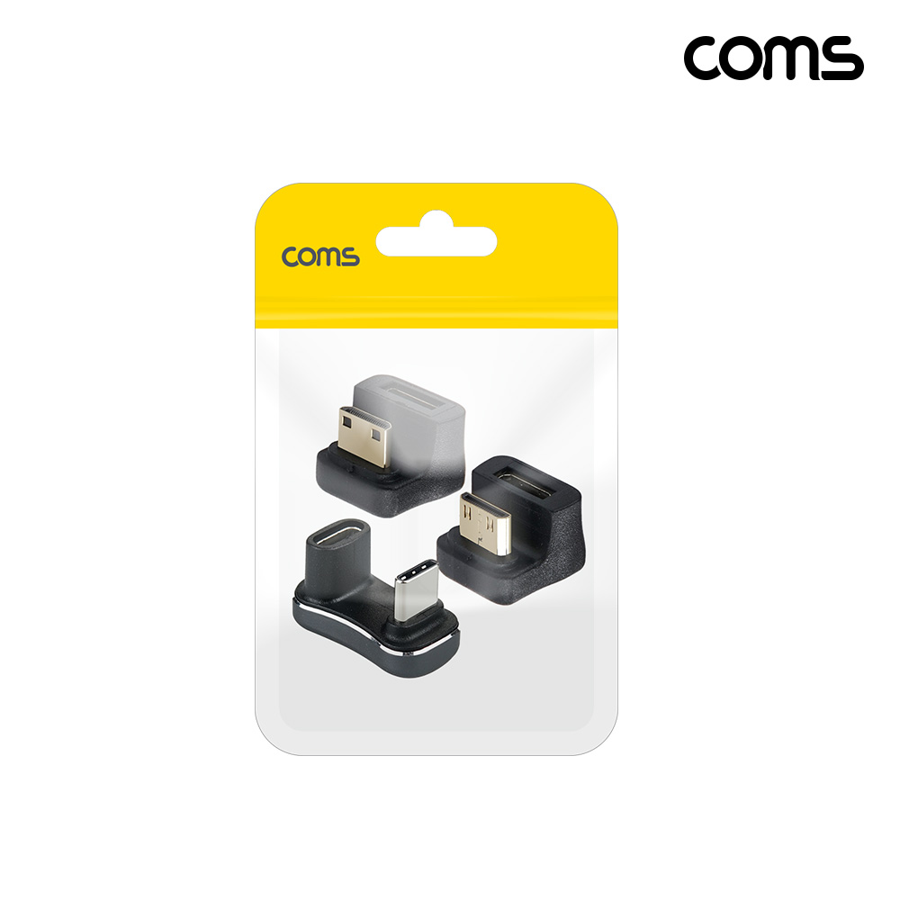 Coms 고해상도 연장 젠더 180도 꺾임 Mini HDMI 2개 C타입 1개