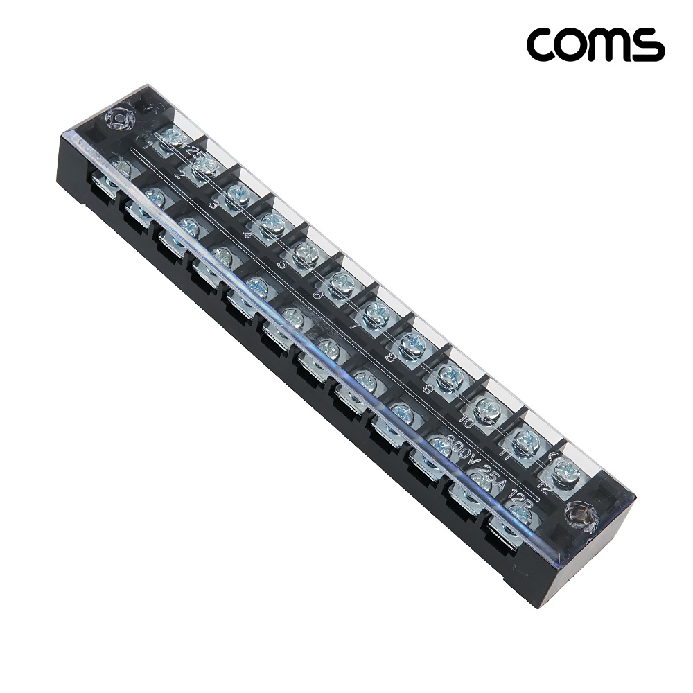 Coms TB-2512L 고정식 단자대 600V 25A 터미널 블록 나사 체결식