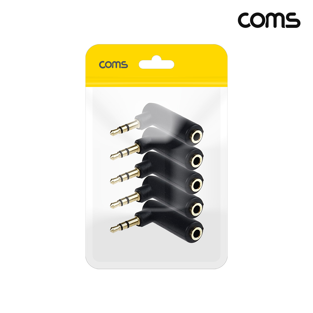 Coms 스테레오 3.5mm 3극 연장젠더 꺾임 5개입