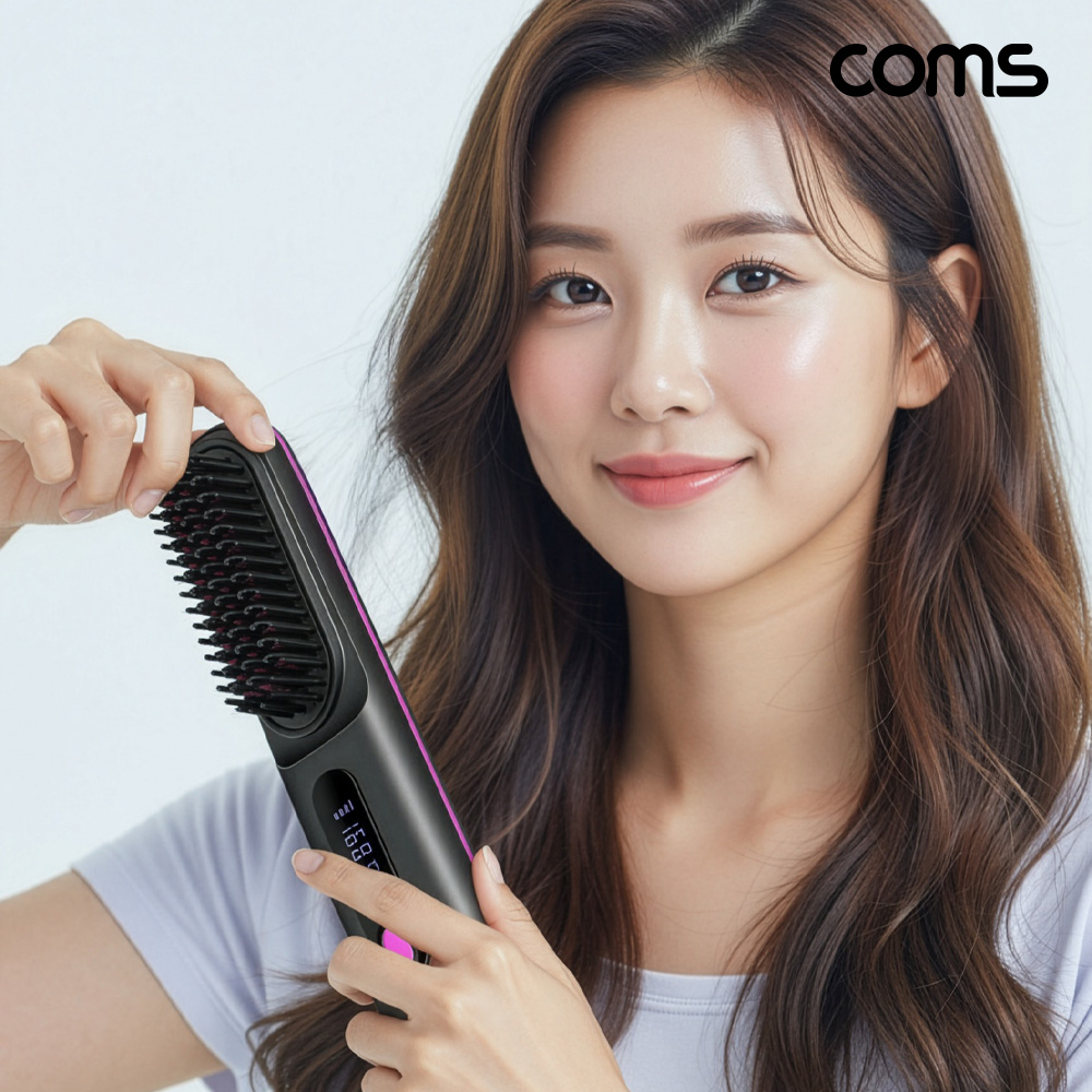 Coms 휴대용 헤어 무선 빗 고데기 볼륨업 브러쉬