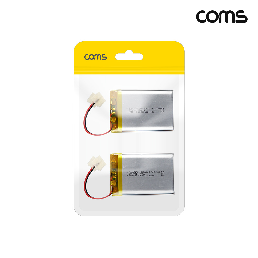 Coms 903450 충전지 3.7V 1500mAh 리튬폴리머 배터리 2개입