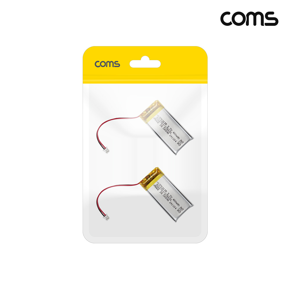 Coms 702035 충전지 3.7V 400mAh 리튬폴리머 배터리 2개입