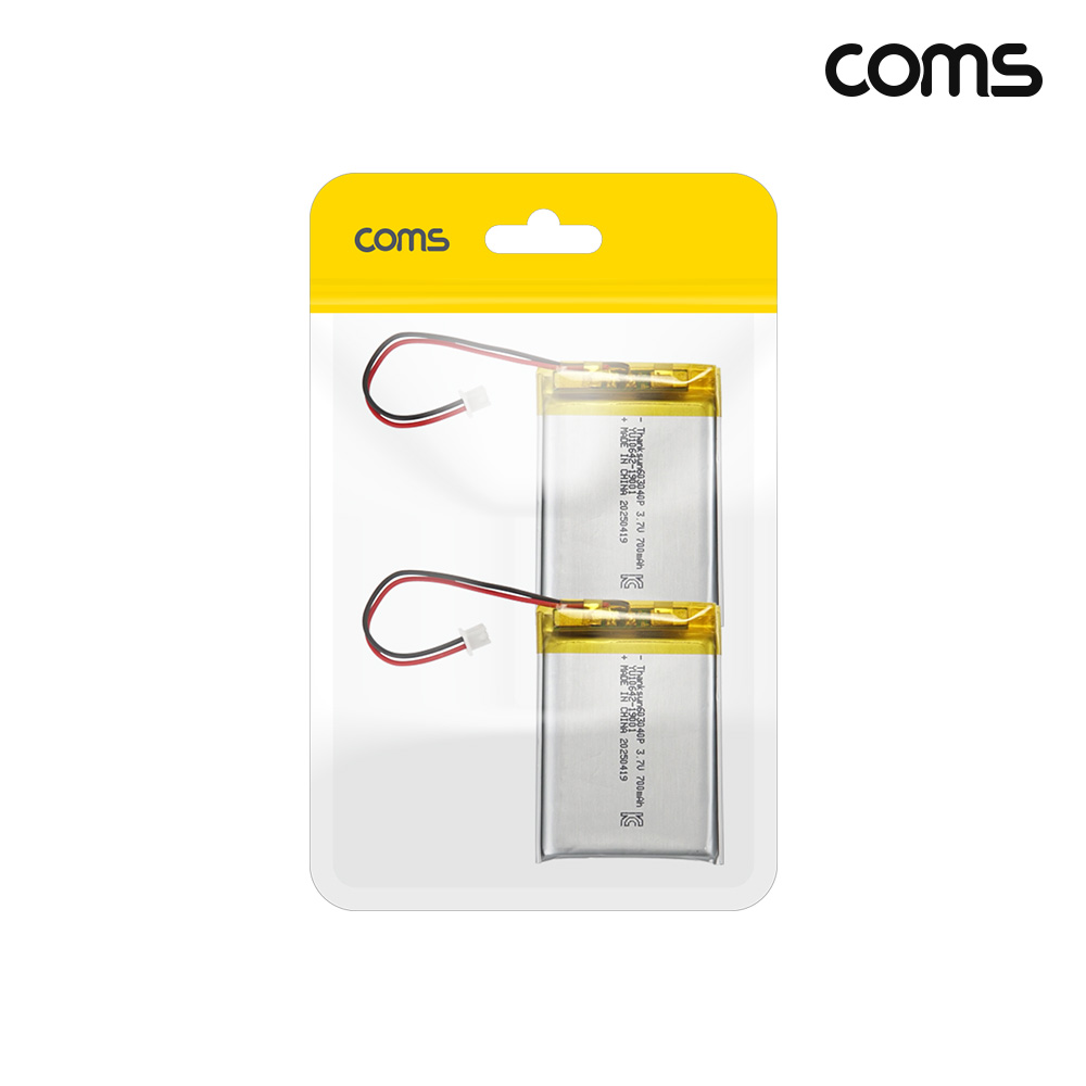 Coms 603040 충전지 3.7V 700mAh 리튬폴리머 배터리 2개입