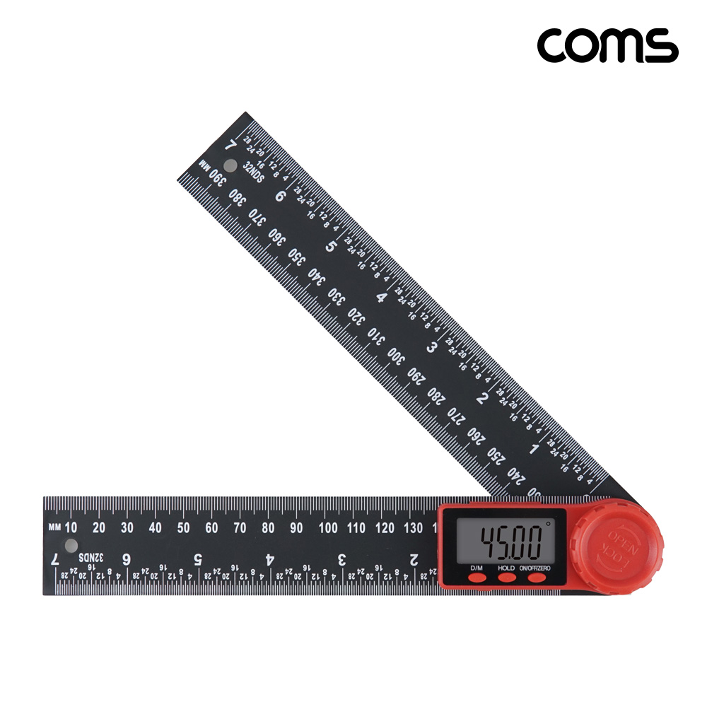 Coms 길이 360도 측정 디지털 각도기 직자