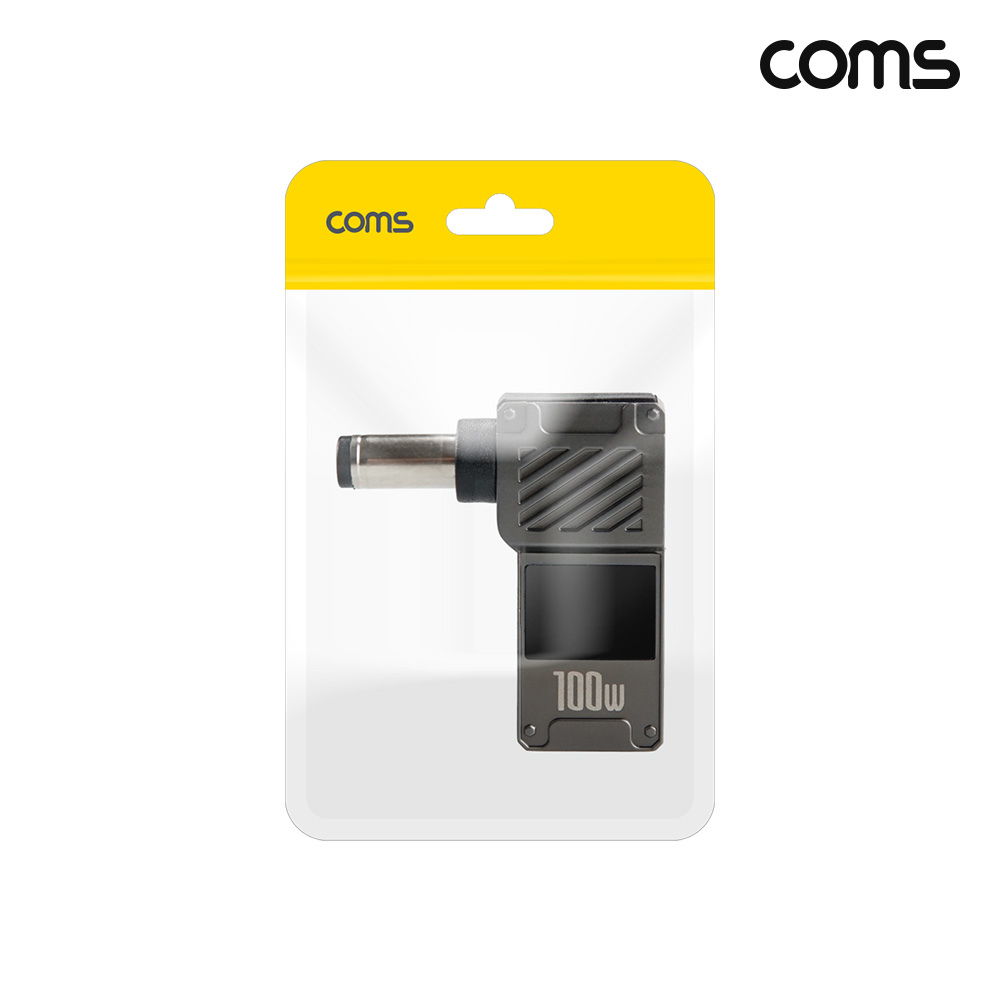 Coms C타입 PD 변환 젠더 100W 20V 꺾임 고리형 외경 5.5 내경 2.1