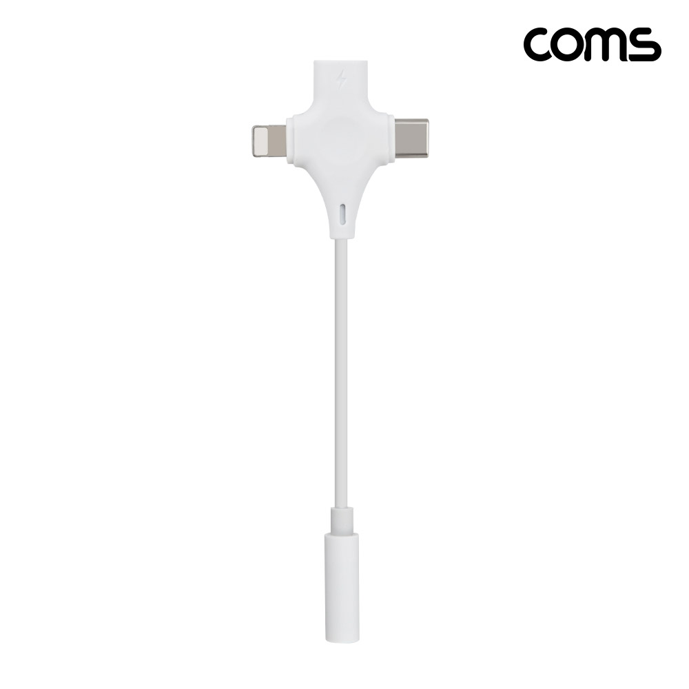 Coms C타입 iOS 8핀 오디오 젠더 3.5mm 스테레오 이어폰 AUX 13cm 동시 충전