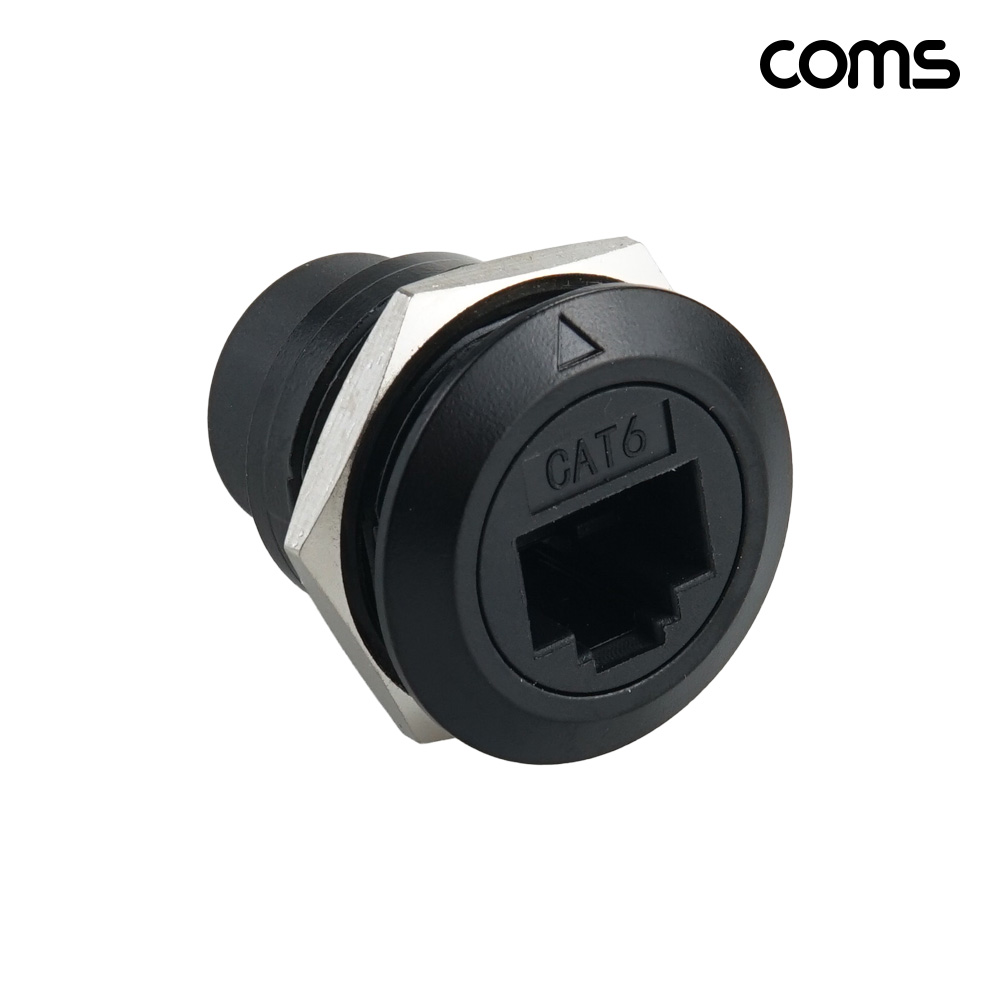 Coms RJ45 CAT6 LAN 패널 마운트 연장 포트 너트 체결형 원형 벌크헤드
