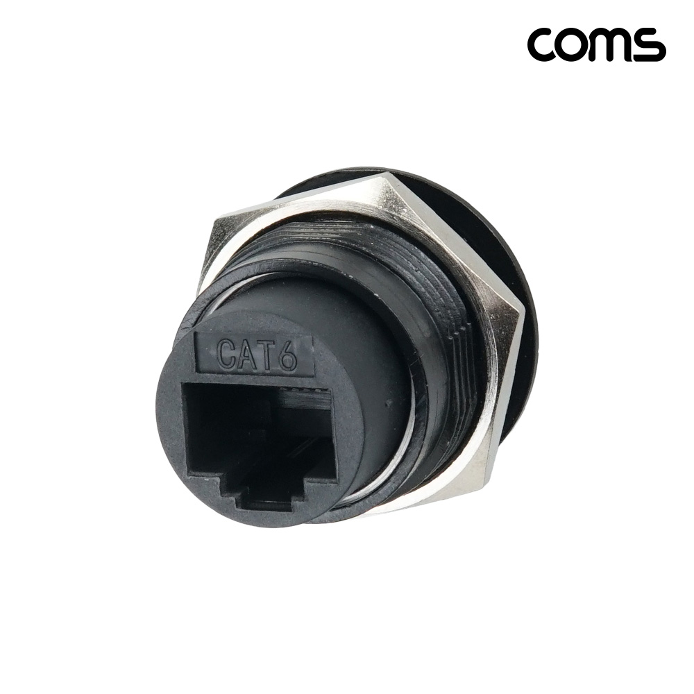 Coms RJ45 CAT6 LAN 패널 마운트 연장 포트 너트 체결형 원형 벌크헤드