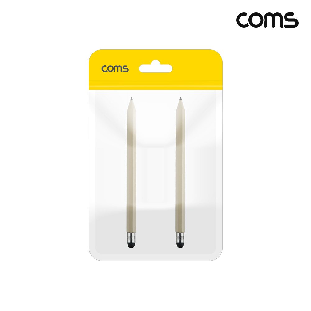 Coms 터치펜 8각 연필 15cm Beige 스타일러스 2개입
