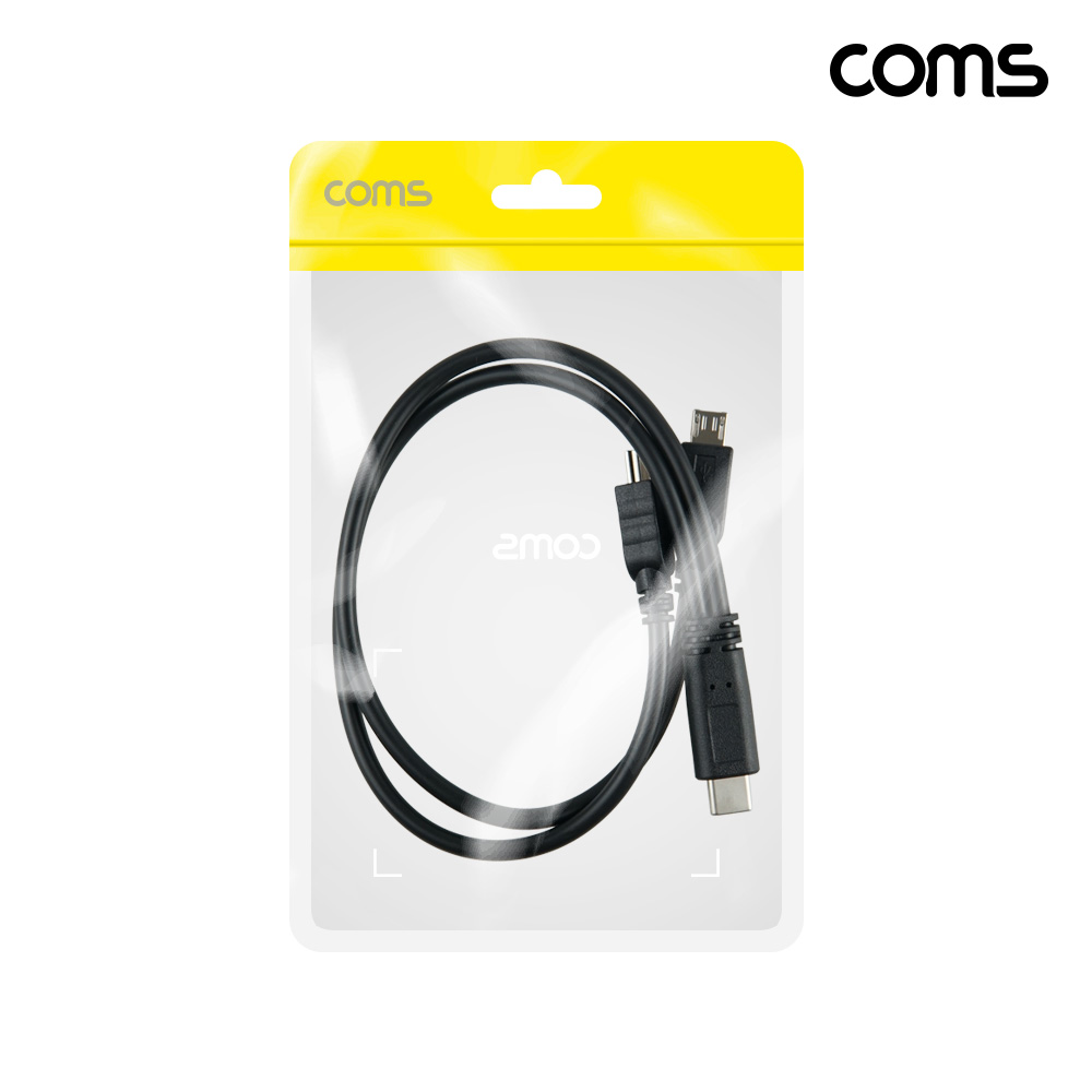 Coms USB-C to 듀얼 마이크로5핀 + 미니5핀 멀티 충전 케이블 30cm C타입