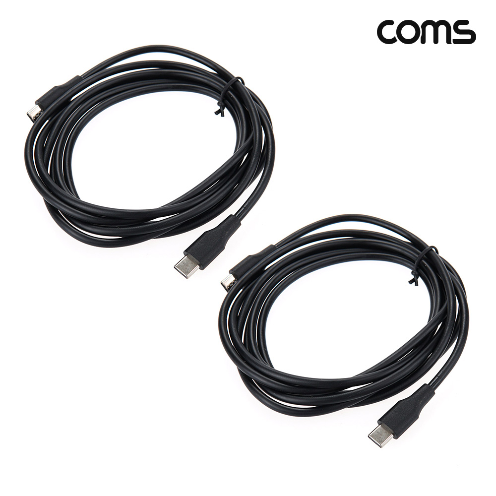 Coms C타입 PD 고속충전 케이블 Black 2M 2개입