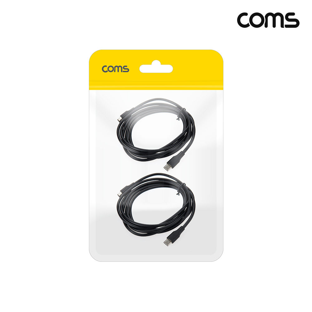 Coms C타입 PD 고속충전 케이블 Black 2M 2개입