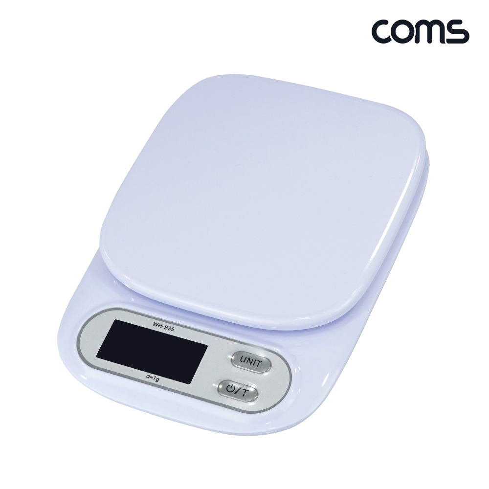 Coms 디지털 주방 저울 1g 단위 측정 영점기능 White