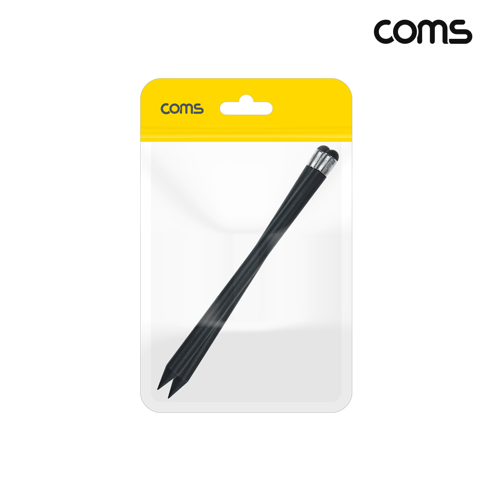Coms 터치펜 원형 연필 15cm 스타일러스 펜슬형 Black 2개입