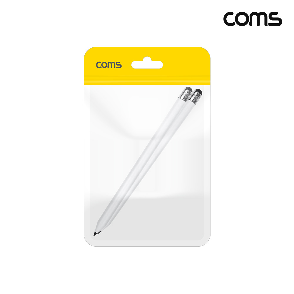 Coms 터치펜 원형 연필 165mm 스타일러스 펜슬형 White 2개입